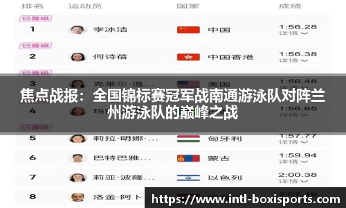 焦点战报:全国锦标赛冠军战南通游泳队对阵兰州游泳队的巅峰之战